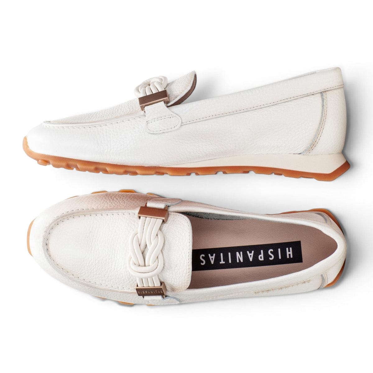 Lucía Porcelain leather loafer, viewed from above showing interior, by Estela