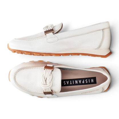 Lucía Porcelain leather loafer, viewed from above showing interior, by Estela