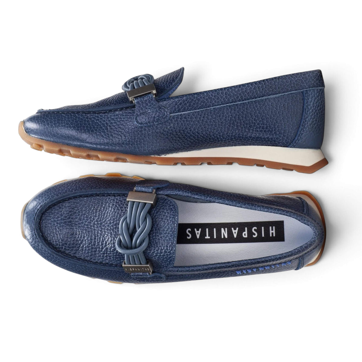 Lucía Jean leather loafer, viewed from above showing interior, by Estela