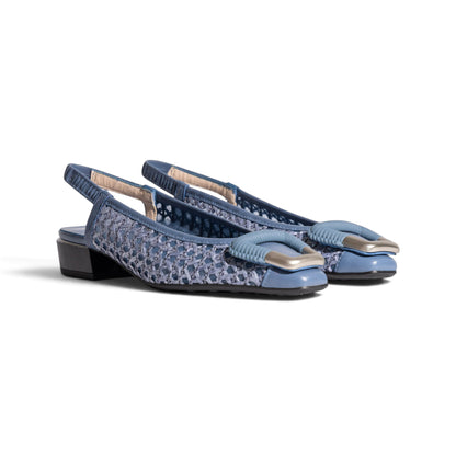 Mara Jean leather slingback sandals, pair viewed from above, by Estela