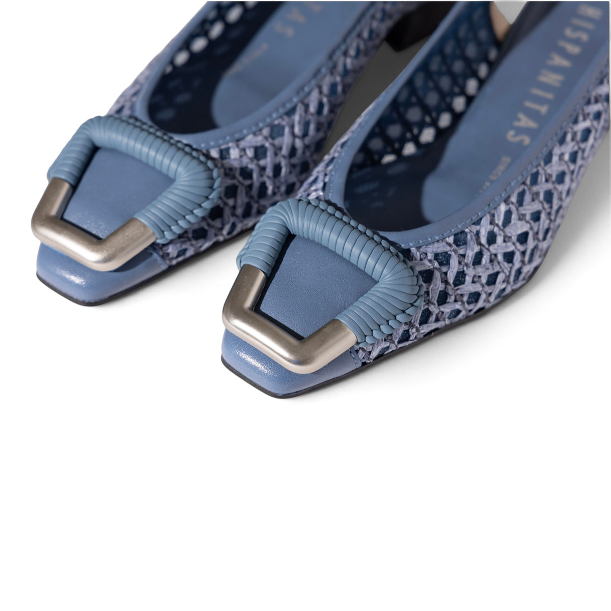 Mara Jean leather slingback sandal, close-up detail view, by Estela