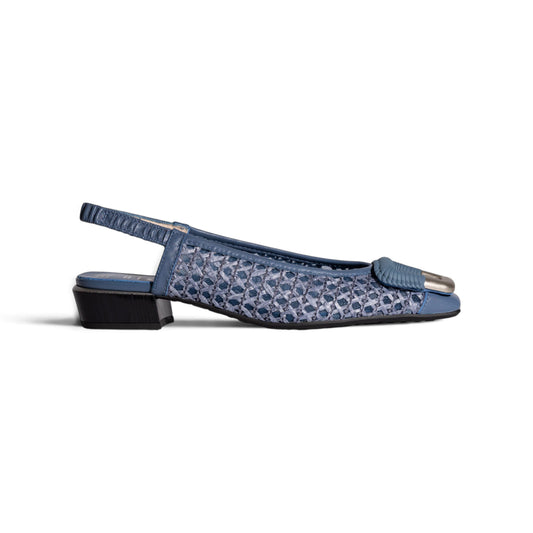 Mara Jean leather slingback sandal, side profile, by Estela