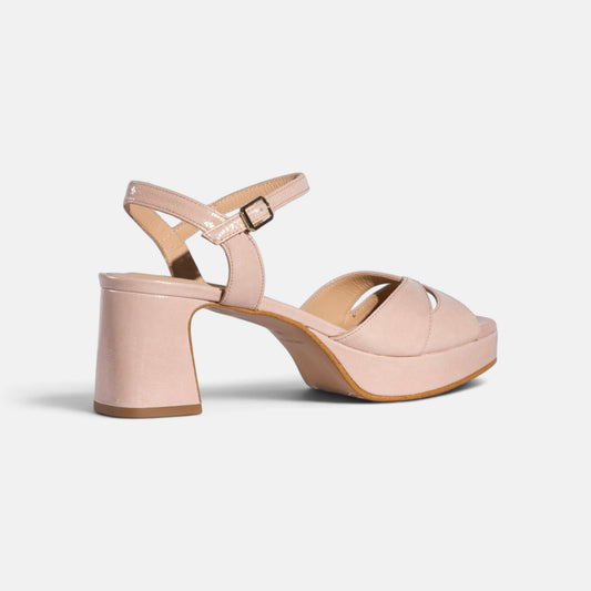 Solana Sand Rose naplak leather platform sandal, opposite side profile, by Estela