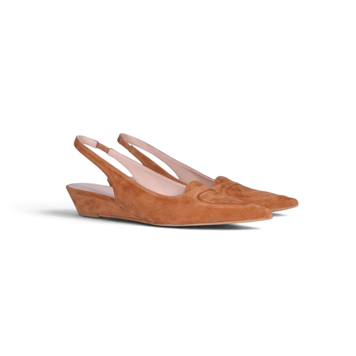 Triana Pointed Suede Slingback – Zinda – Tobacco Suede