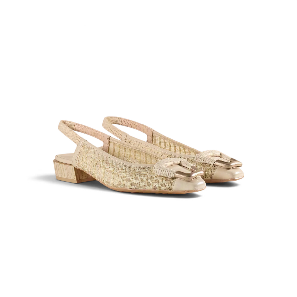 Mara woven leather slingback sandals, pair shown from the side